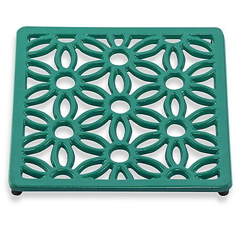 Old Dutch International Flora Square Trivet in Emerald Green