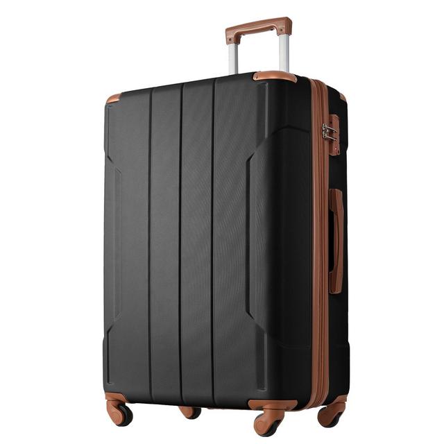 20" Lightweight Luggage, Hardside Spinner Suitcase with TSA Lock 4M, Black+Brown -ModernLuxe