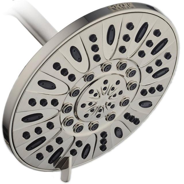 7" Six Setting High Pressure Ultra Luxury Giant Rainfall Shower Head Brushed Nickel - AquaDance
