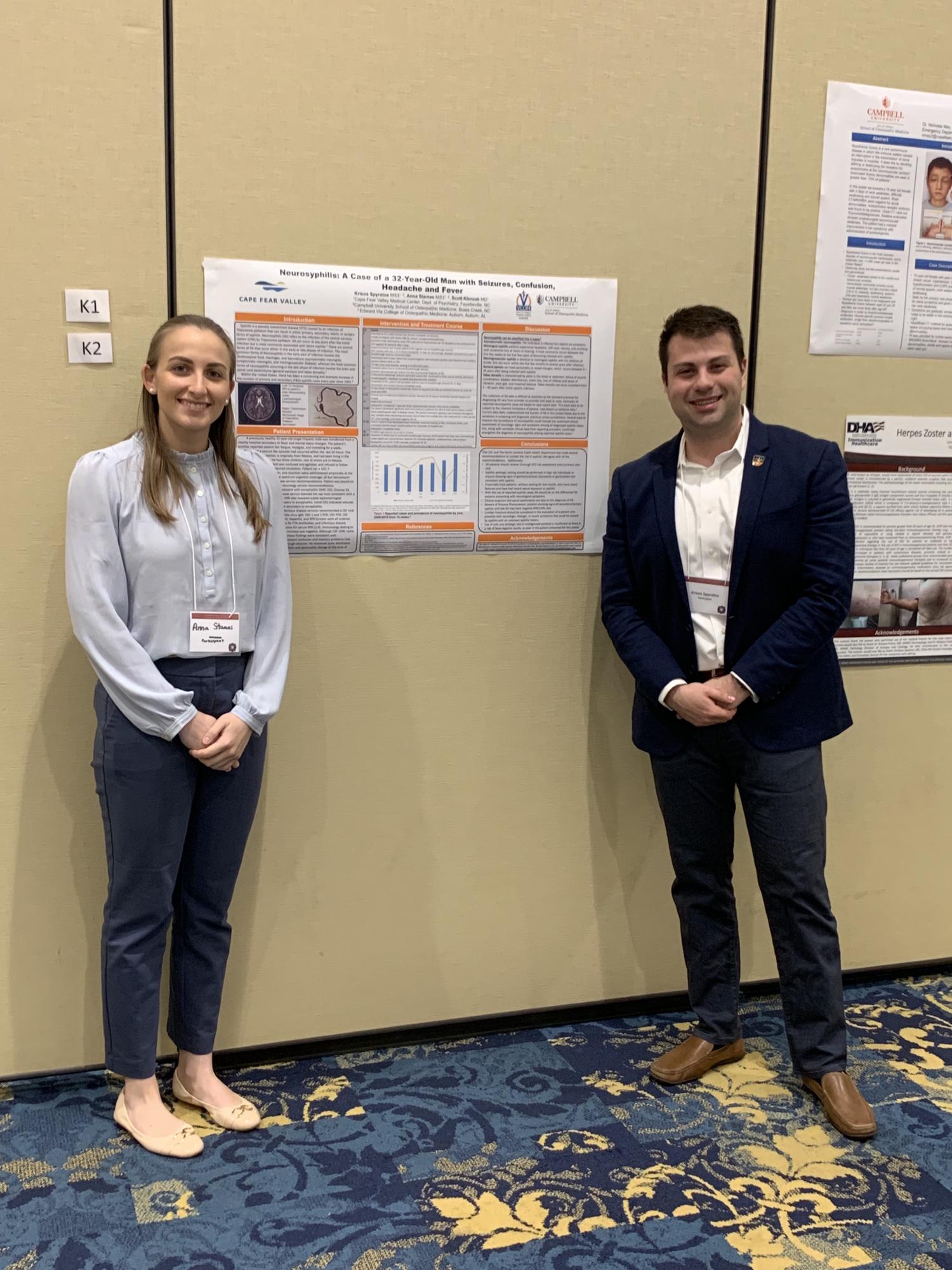 A and K presenting research they did together, 2019, on a rare neurosyphilis case.