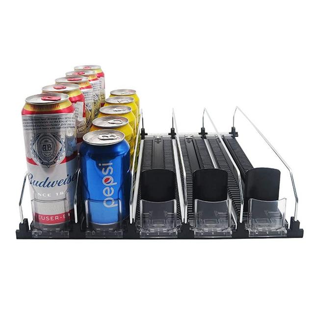 Soda Can Organizer for Refrigerator-Automatic Pusher Glide, 12oz 16oz 20oz Drink Organizer for Fridge-Holds up to 25 Cans