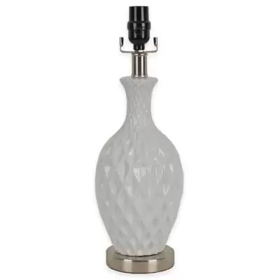 Ceramic Wave Small Lamp Base in White with CFL Bulb