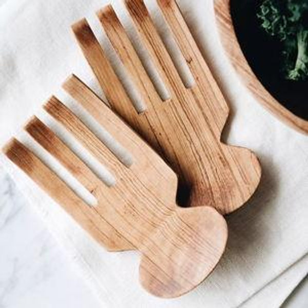 Roan Iris Olive Wood Claw Salad Servers