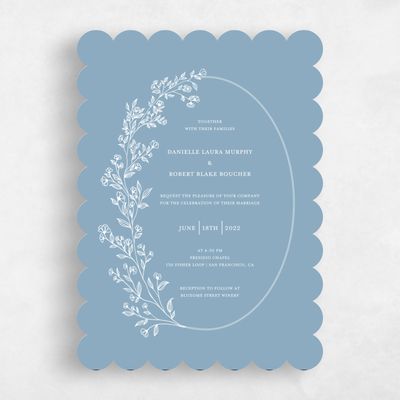 Blue Scalloped Wedding Invitation - Kalispell Bloom