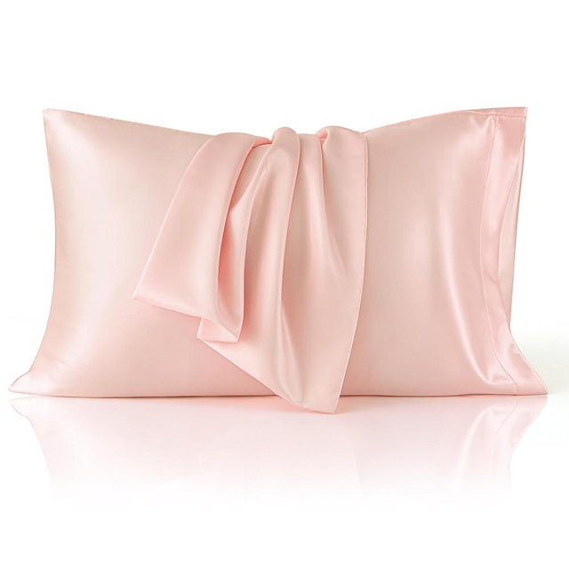 Bedsure Satin Pillowcases, Similar to Silk Pillow Cases Queen Size Set of 2, Pillow Case for Sleeping Women with Envelope Closure, Gifts for Women Men, Peach Pink, 20x30 Inches, 2pcs