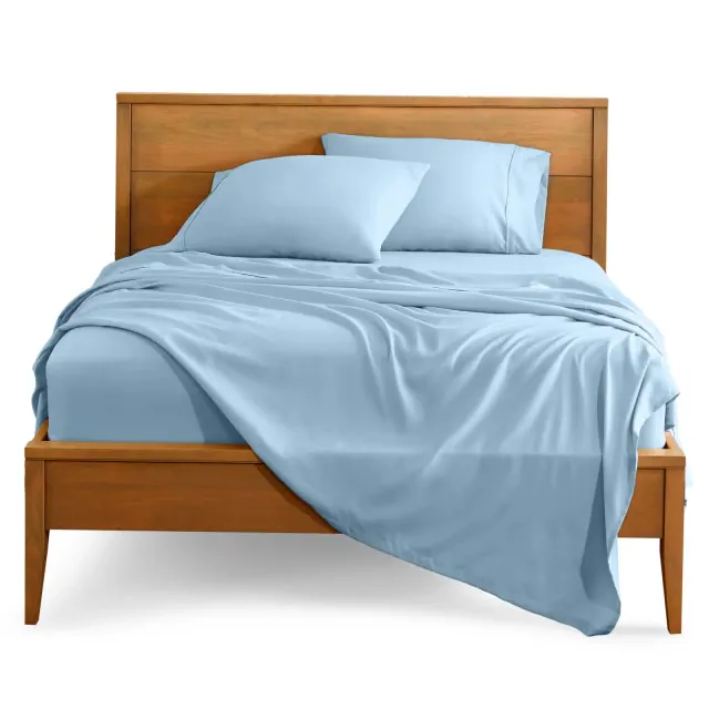 King Light Blue 4 Piece Ultra-Soft Double Brushed Sheet Set by Bare Home