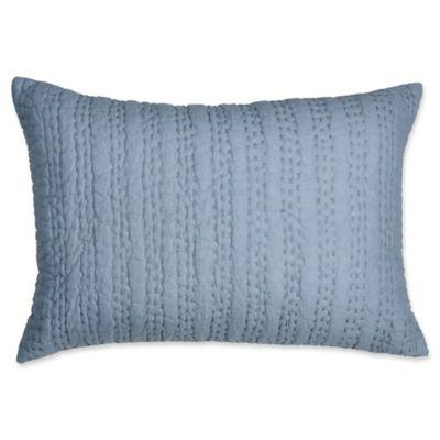 DKNYpure Stripe Stitched Voile Oblong Throw Pillow in Blue