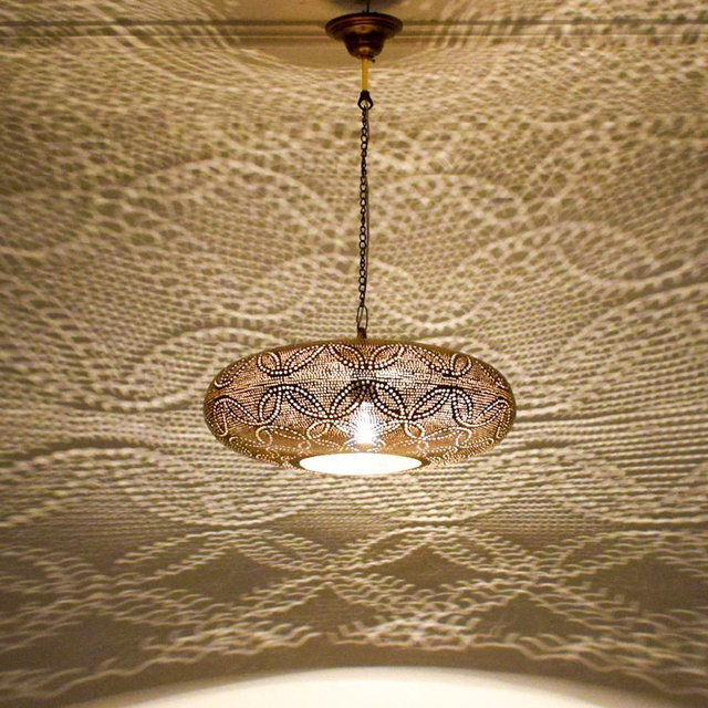 Moroccan Brass Pendant Light – Elegant Turkish-Inspired Lantern for Kitchen & Boho Décor