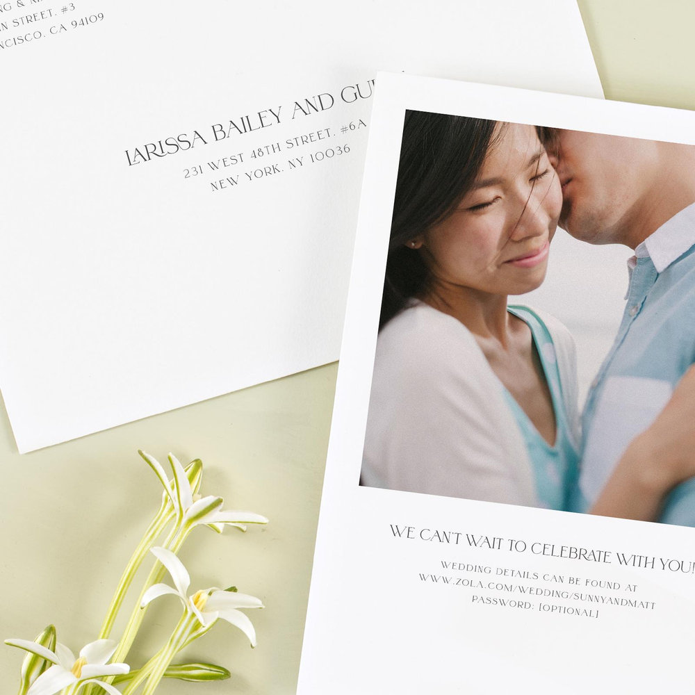 Blonshine Portrait | Dusty Blue | Zola Wedding Invitations