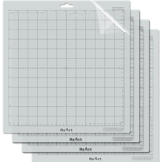 ReArt Standard Grip Cutting Mat for Silhouette Cameo 4/3/2/1-4 Packs 12" x 12" Adhesive Cut Mat Replacement Set Matts Vinyl Craft