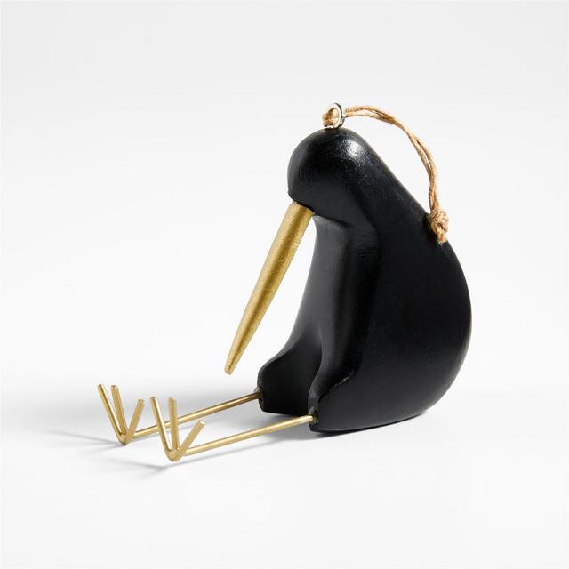 Black Wood Kiwi Bird Christmas Ornament