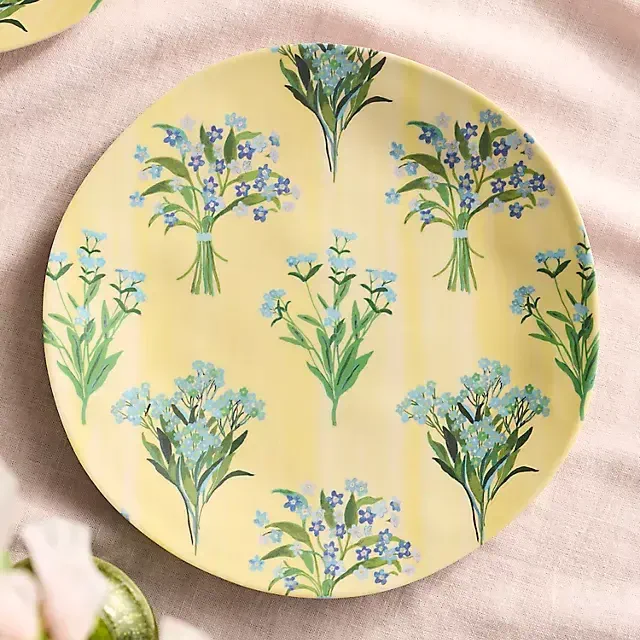 Floral Melamine Dinner Plates, Set of 4