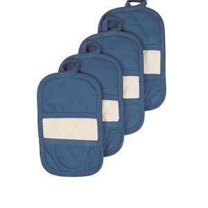 John Ritzenthaler Co - Ritz Royale Collection 100% Cotton Terry Cloth Ritz Mitz, Dual-Function Pot Holder / Oven Mitt Set, 4-Pack, Federal Blue