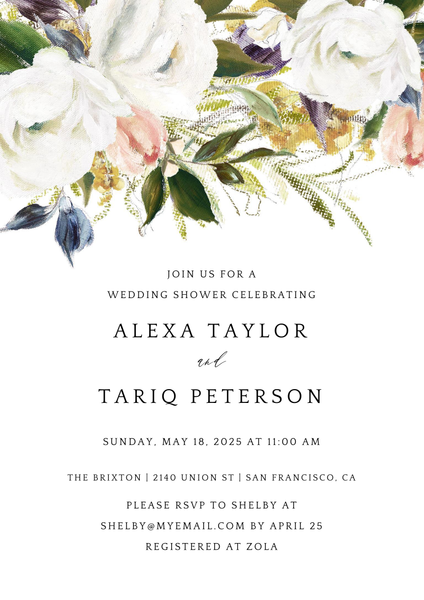 Octavia Portrait | White | Zola Wedding & Bridal Shower Invitations