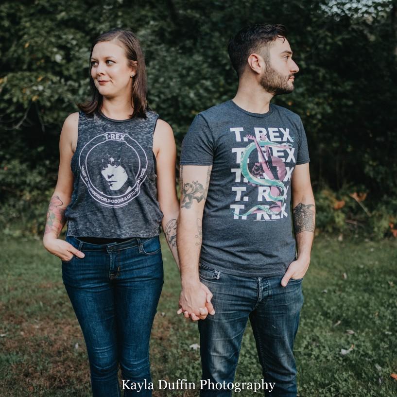We both have T-Rex shirts. Sometimes we find ourselves meeting each other out wearing the same outfit.