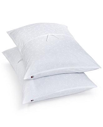 Tommy Hilfiger Home Supraloft Down Alternative King Pillows, 2-Pack, Tossed Anchor Print