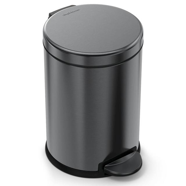 4.5L Stainless Steel Round Trash Can Black - Simplehuman
