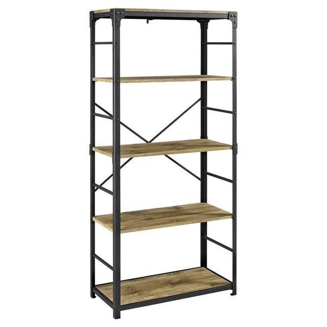64" Angle Iron Bookshelf Barnwood - Saracina Home