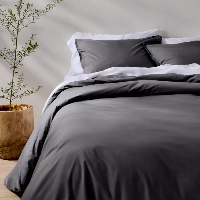King Cotton Percale Duvet Set Dark Gray - Casaluna™