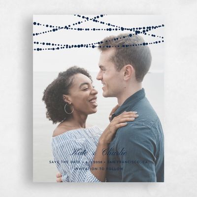 Navy, Blue Wedding Save the Date - Moonlight Edge
