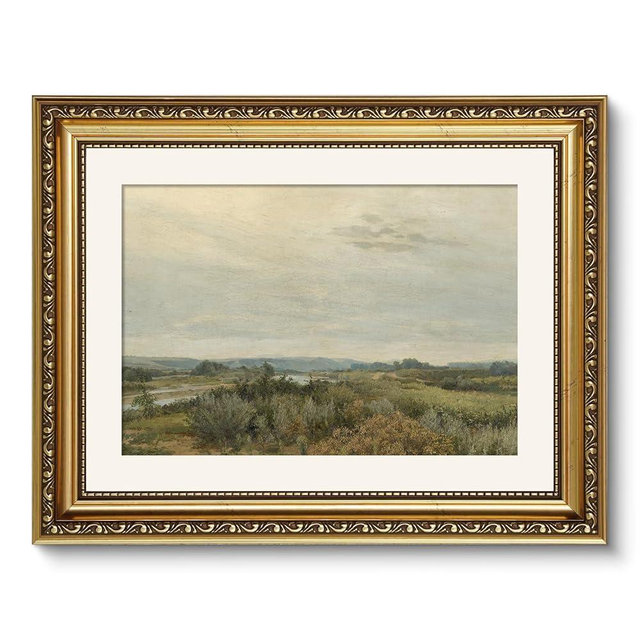 ARPEOTCY Vintage Gold Framed Wall Art, Nature Trees Landscape Rivers Retro Paintings, Canvas Prints with Antique Frame, Victorian Wall Pictures Decor for Living Room Gallery 11x14 inch