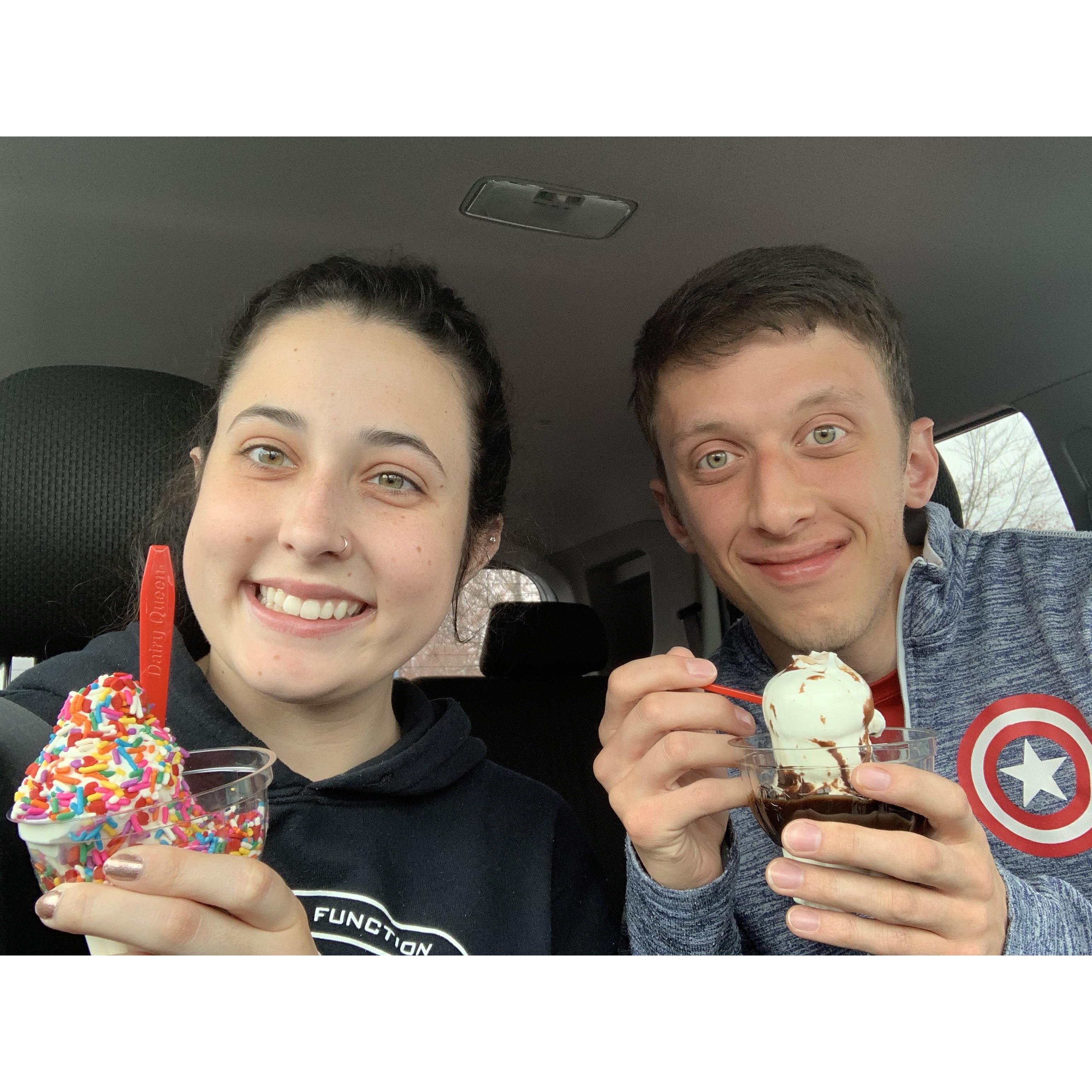 Eating our favorite treat together, ICE CREAM!