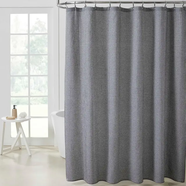 Hotel Collection Premium Waffle Weave Fabric Shower Curtain by Kate Aurora - Black