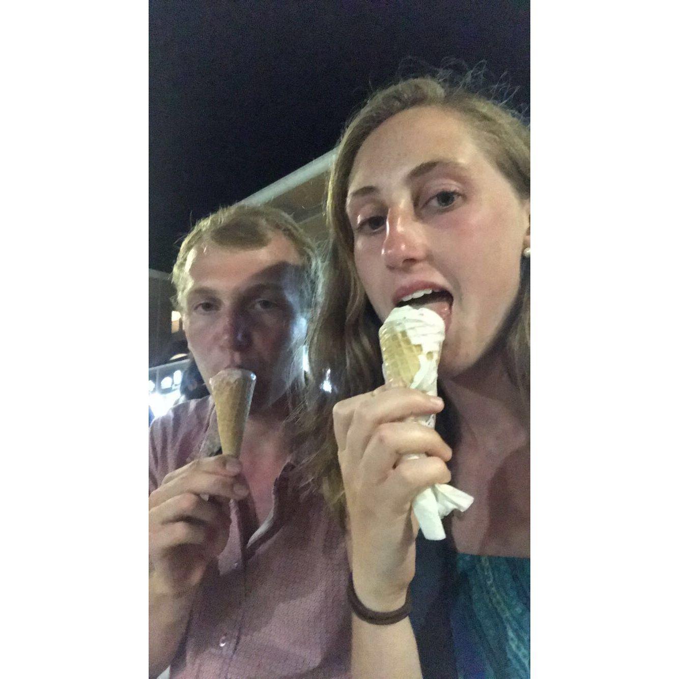 WE LOVE ICE CREAM! And also looking cool while we eat it