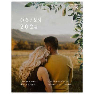 White Greenery Wedding Digital Save the Date - Buxton Photo