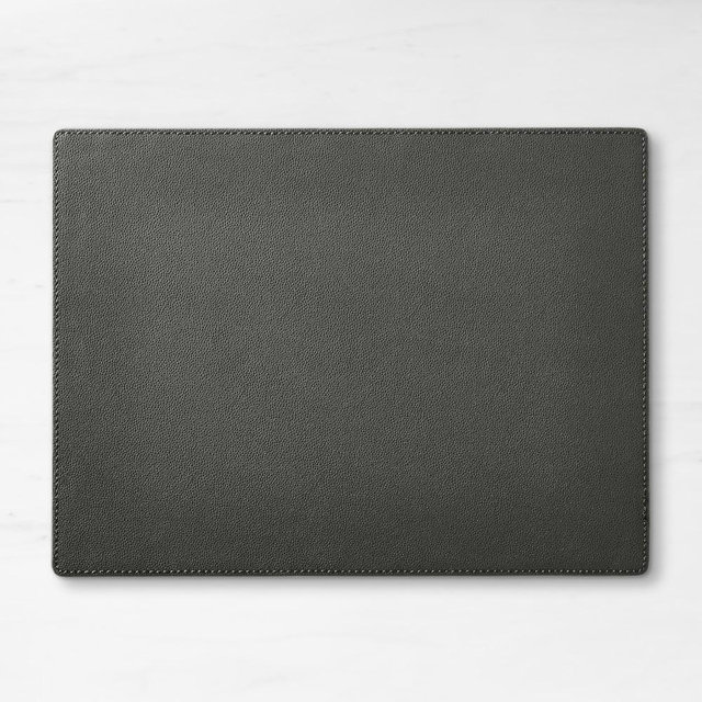 Faux Shagreen Rectangle Placemat, Charcoal