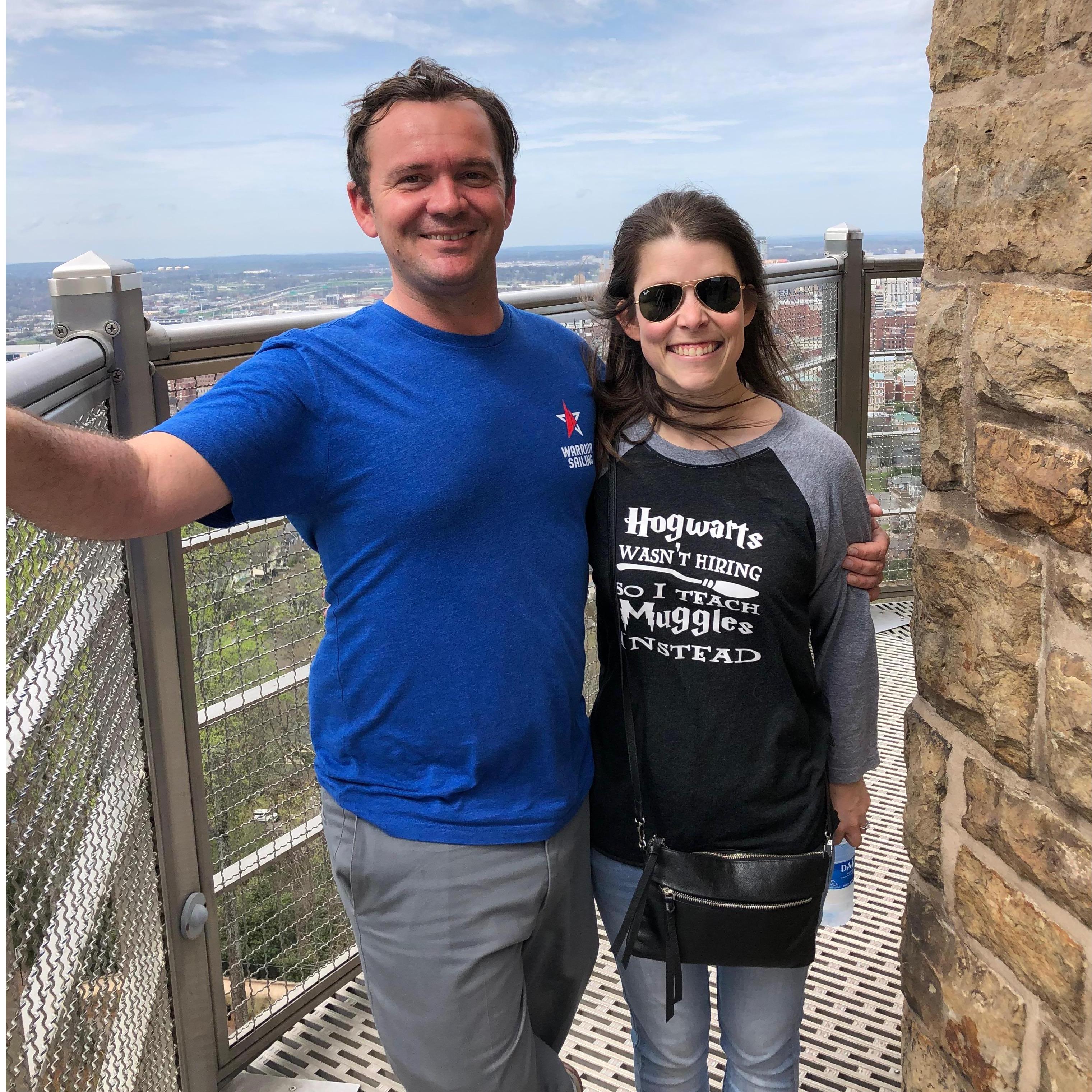 Sightseeing Birmingham before my cousin's wedding in March 2020. This was a surprisingly good picture considering we both were freaking out about how high up we were on the Vulcan Tower.