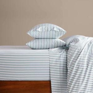 Brooklinen Classic Percale Core Sheet Set - Tandem Stripe in Storm - Queen