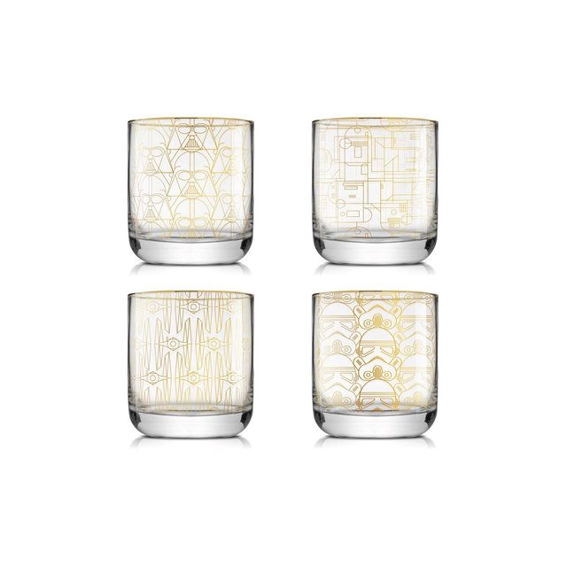JoyJolt Star Wars Deco Double Old Fashion Drinking Glass - 10 oz - Set of 4