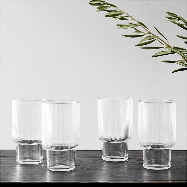 AP Fluted Glass​ware, Highball, Glass, Set of 4