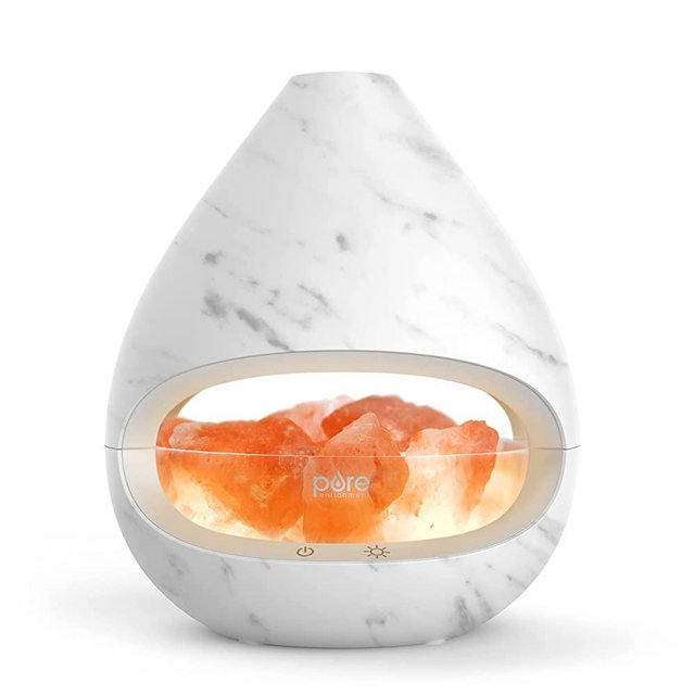Pure Enrichment® PureGlow™ Crystal - 2-in-1 Himalayan Salt Lamp & Ultrasonic Essential Oil Diffuser, Original Salt Therapy Lamp, 100% Pure Himalayan Salt, Ambient Glow, 160 mL 16-Hour Tank (Marble)