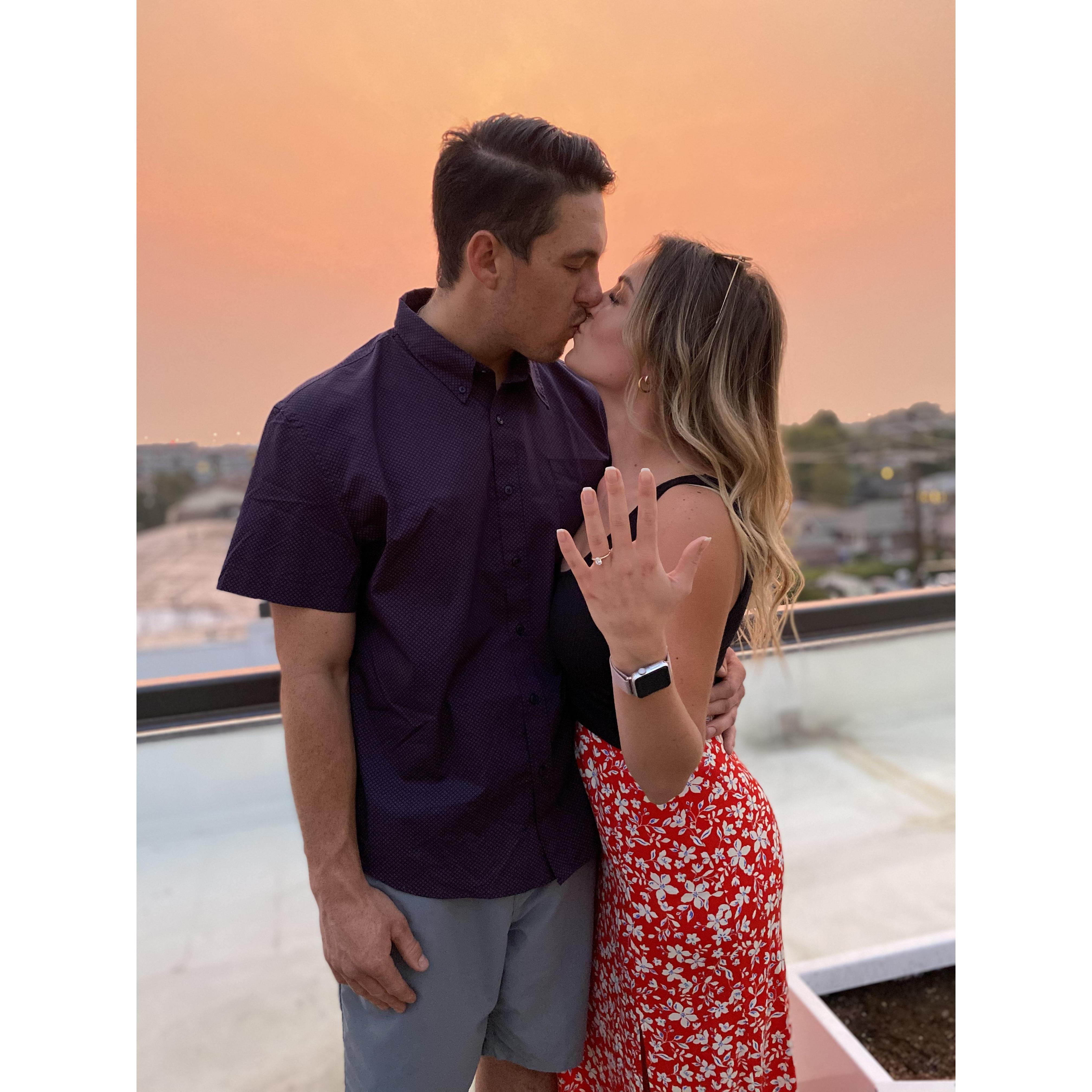 The day we got engaged; this was on the rooftop of our apartment in Salt Lake City.