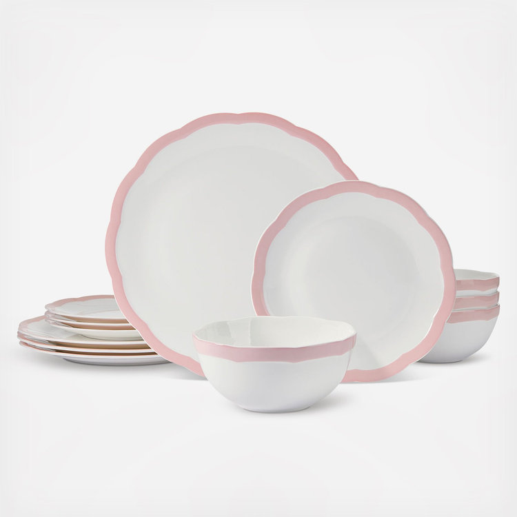 Mikasa, Seraphine Pink 12-Piece Dinnerware Set, Service for 4 | Zola