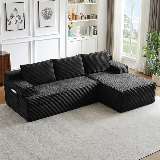 96" Modular Sectional Sofa, Cloud Sectional Couch with Deep Seat, Modern L-Shape Corner Sofa Couch with Right Facing Chaise,Upholstered Boneless Couches for Living Room Bedroom | Breathable material