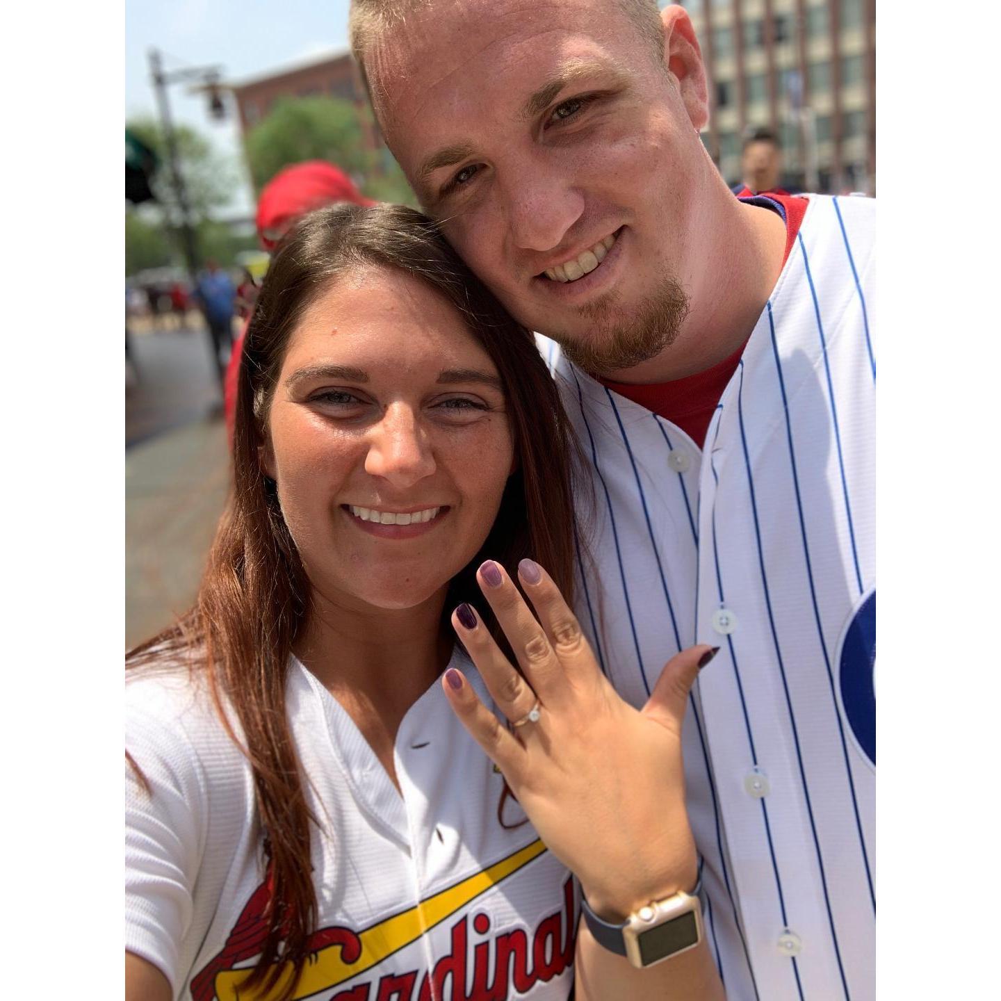 The day Jon proposed to Ashley at Busch Stadium in St. Louis
