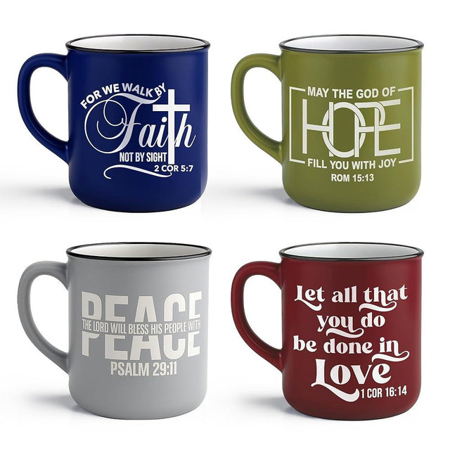 Steadfast Selections 4 - Pack Inspirational Christian Coffee Mug for Women & Men - Scripture Coffee Cups with Bible Verses - Religious Coffee Mugs - Faith Based Gift Set - Ceramic Christian Mug