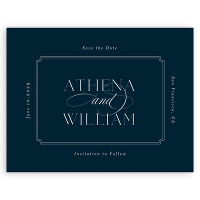 Darkest Teal, Blue Wedding Digital Save the Date - Constance Landscape