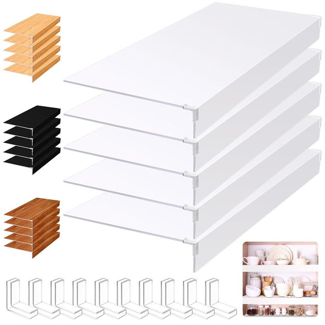 Hoolerry 5 Pcs Wire Shelf Covers Foamed PVC Wire Rack Covers for Removable Closet (Not Wood) Pantry Shelves for Cabinet Bathroom Kitchen Shelving Decoration(White,40x16inch)