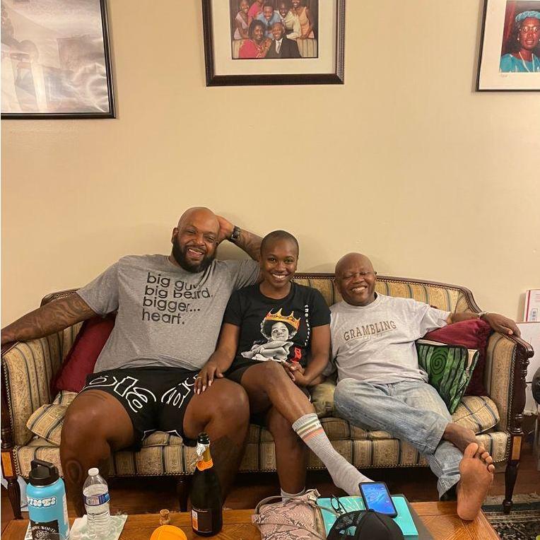 Merv and I with my father right after we got engaged.