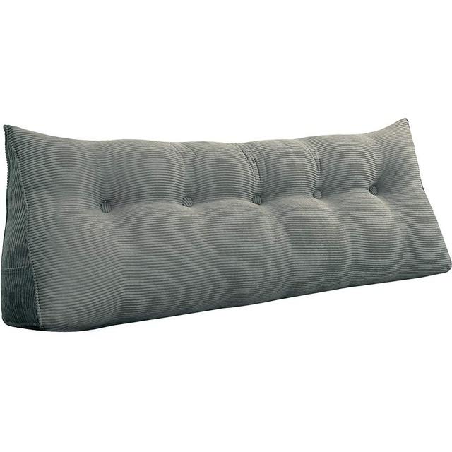 WOWMAX Wedge Body Positioners Pillow Reading Bedrest Throw Pillows Large Bolster Headboard Back Support Lumbar Cushion Pillow for Daybed with Removable Cover Corduroy Grey Queen