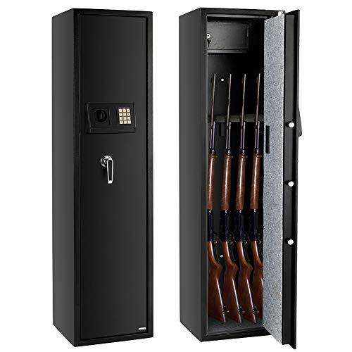 FCH Gun Safe Electronic 5-Gun Rifle Safe Large Firearm Safe Cabinet Quick Access Gun Storage Cabinet with Small Lock Box for Handguns Ammo┃Codes Memory Function┃Upgraded Package