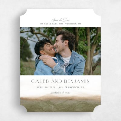 Brown Ticket Wedding Save the Date - Dew Photo