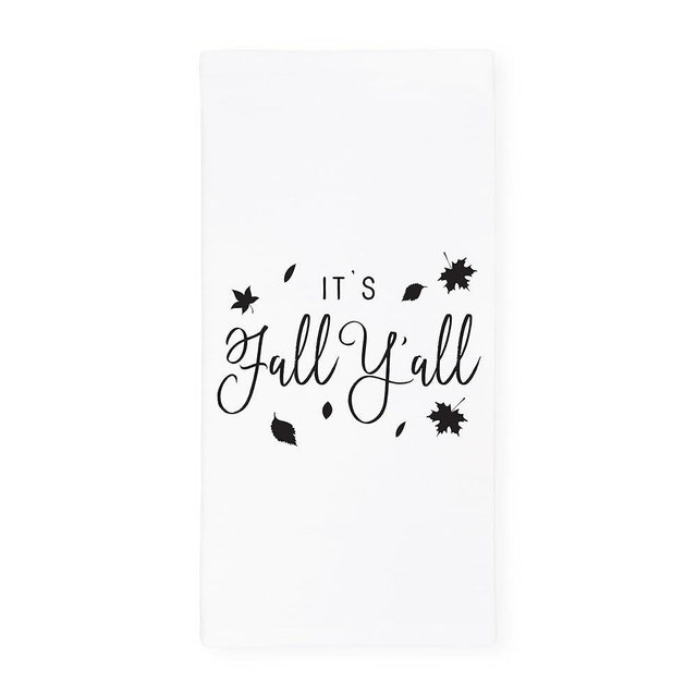 The Cotton & Canvas Co. Its Fall Y'all Autumn Fall Soft and Absorbent Kitchen Tea Towel, Flour Sack Towel and Dish Cloth