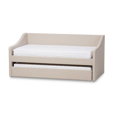 Barnstorm Modern and Contemporary Fabric Upholstered Daybed with Guest Trundle Bed - Twin - Beige - Baxton Studio