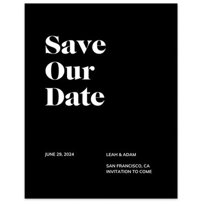 Black Wedding Digital Save the Date - Everett Type