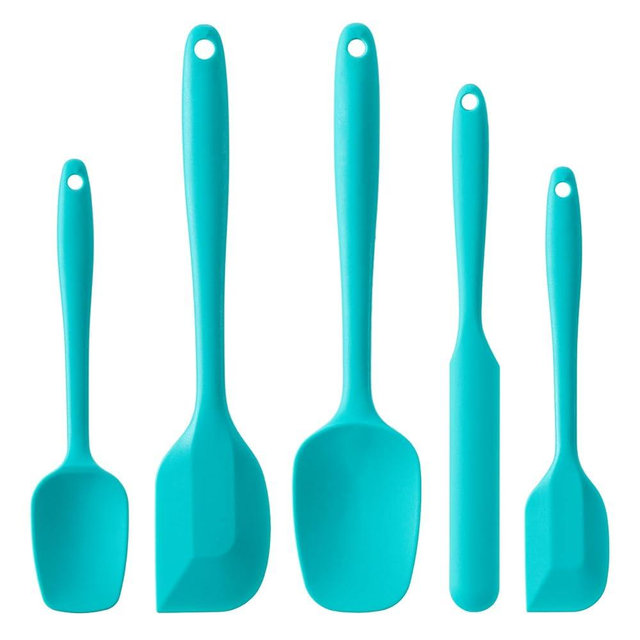 Silicone Spatula Set, 5 Piece Food Grade Rubber Spatulas for Baking, Cooking, and Mixing High Heat Resistant Non Stick Dishwasher Safe BPA-Free (Mint Green)